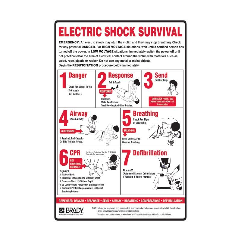 Electrical Shock Survival Sign Sign 450 X 600mmwxh C1 Reflective Metal