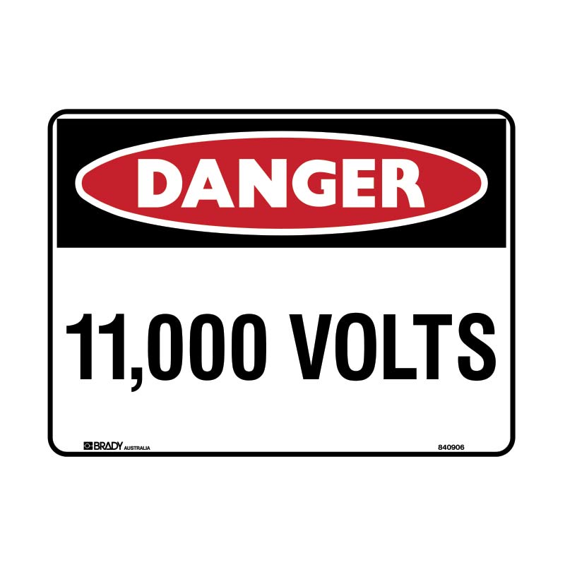 Danger 1100 Volts Sign 250 X 180mmwxh Self Adhesive