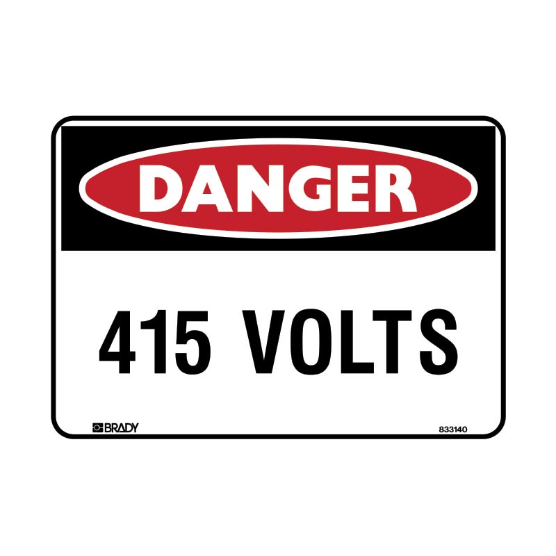Danger 415 Volts Sign 300 X 225mmwxh Polypropylene