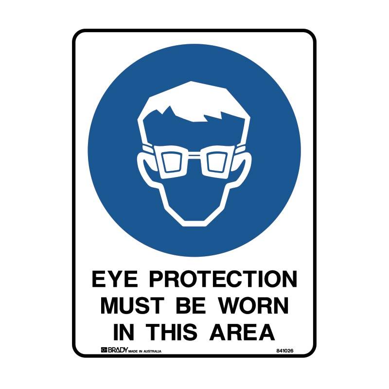 Eye Protection Must Be Worn In This Area Sign 450 X 600mmwxh Polypropylene