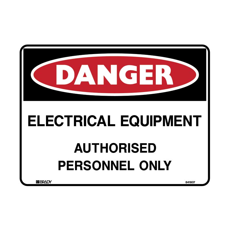 Danger Electrical Equipment Authorised Personnel Only Sign 125 X 90mmwxh Self Adhesive Pk5