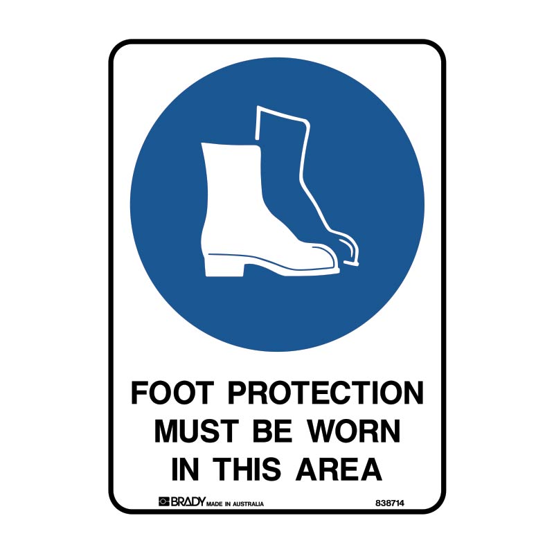 Foot Protection Must Be Work In This Area Sign 300 X 450mmwxh Polypropylene