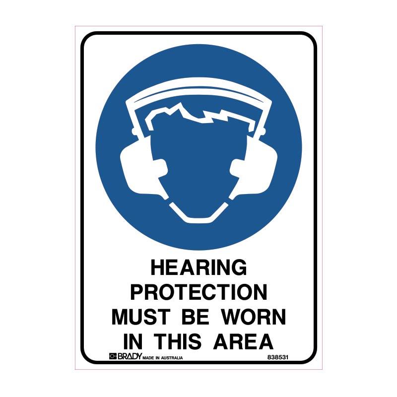 Hearing Protection Must Be Work In This Area Sign 225 X 300mmwxh Polypropylene