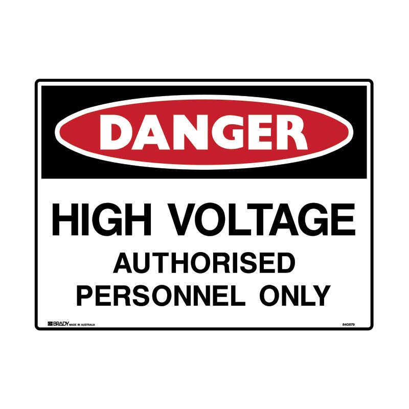 Danger High Voltage Authorised Personnel Only Sign 300 X 225mmwxh Metal