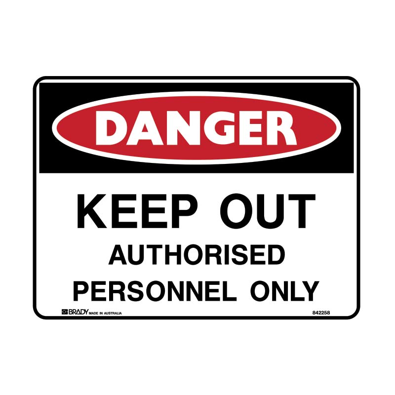 Danger Keep Out Unauthorised Personnel Only Sign 125 X 90mmwxh Self Adhesive Pk5