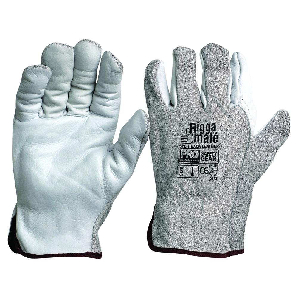Pro Choice Safety Gear Cgl41nsb Riggamate Natural Cowgrain Palm / Split Back Gloves