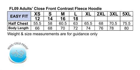 Winning Spirit Fl09 Passion Close Front Contrast Fleecy Hoodie Unisex