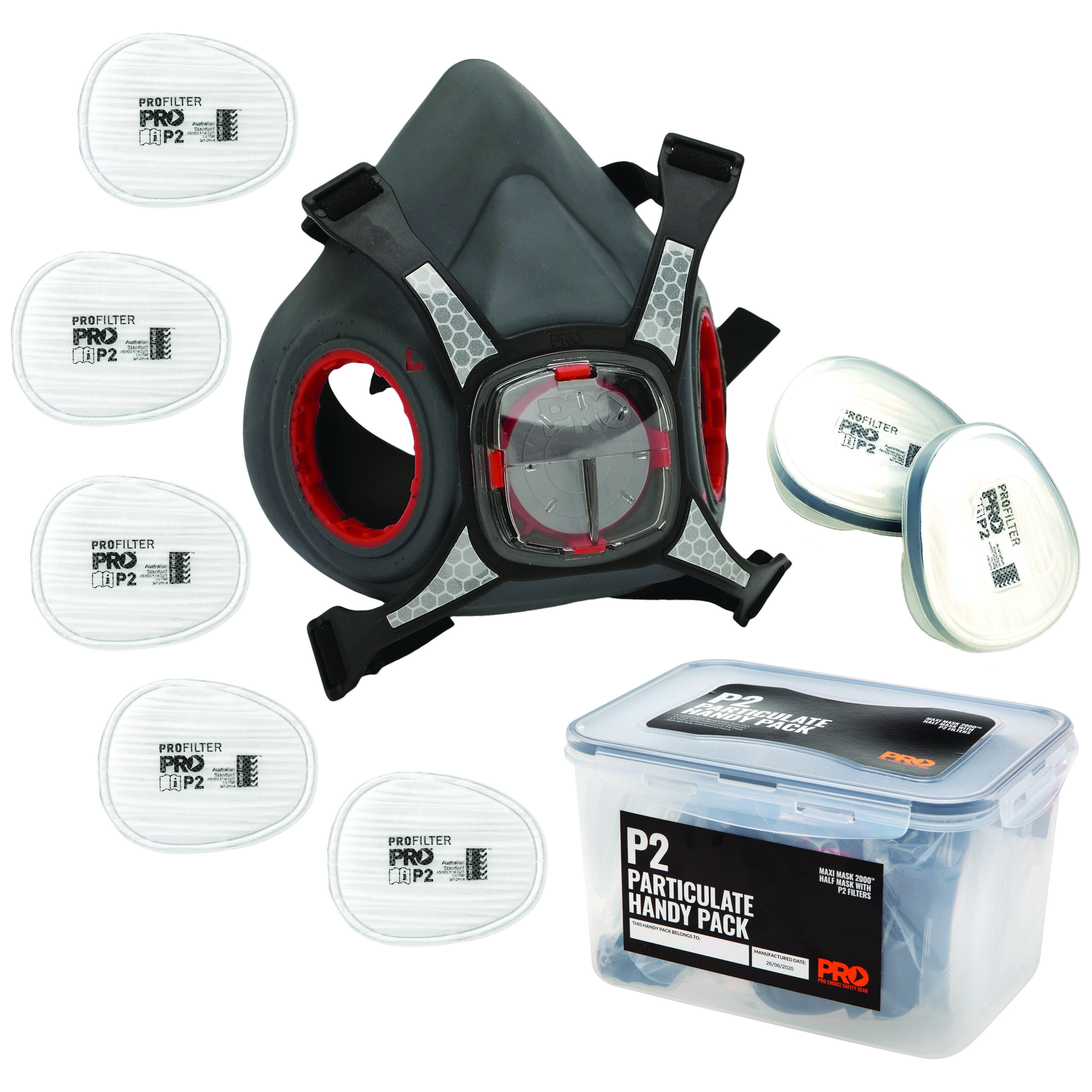 Pro Choice Safety Gear Hmp2-hp Maxi Mask 2000 Half Face Respirator Particulate Handy Pack