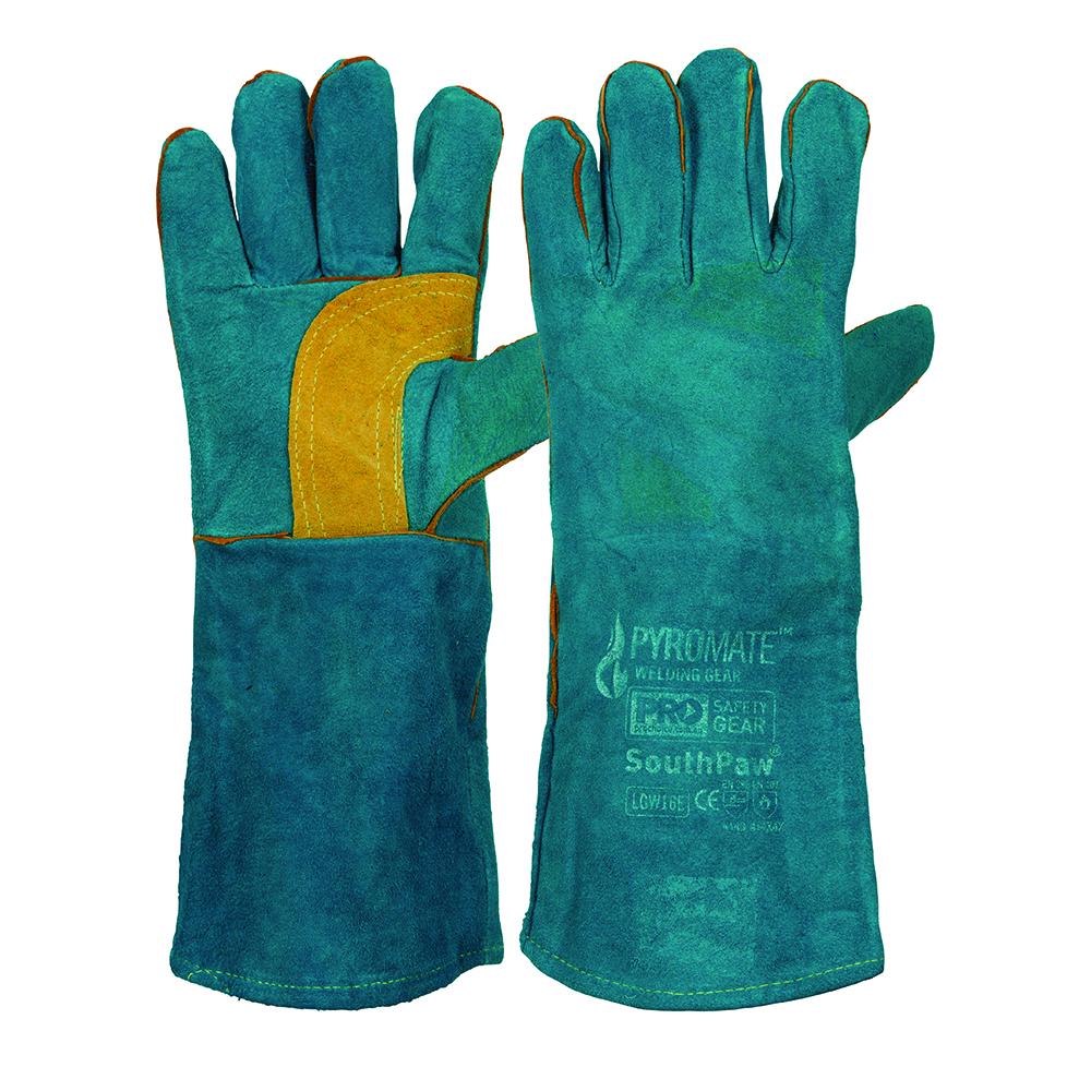 Pro Choice Safety Gear Lgw16e Pyromate South Paw Left Hand Pair -green And Gold Kevlar Glove Green