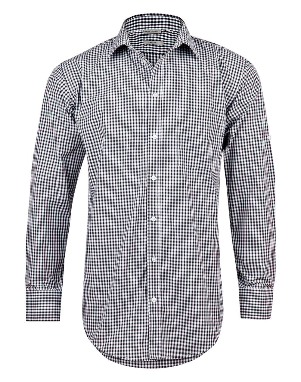 Benchmark M7300l Mens Gingham Check Roll-up L/s Shirt