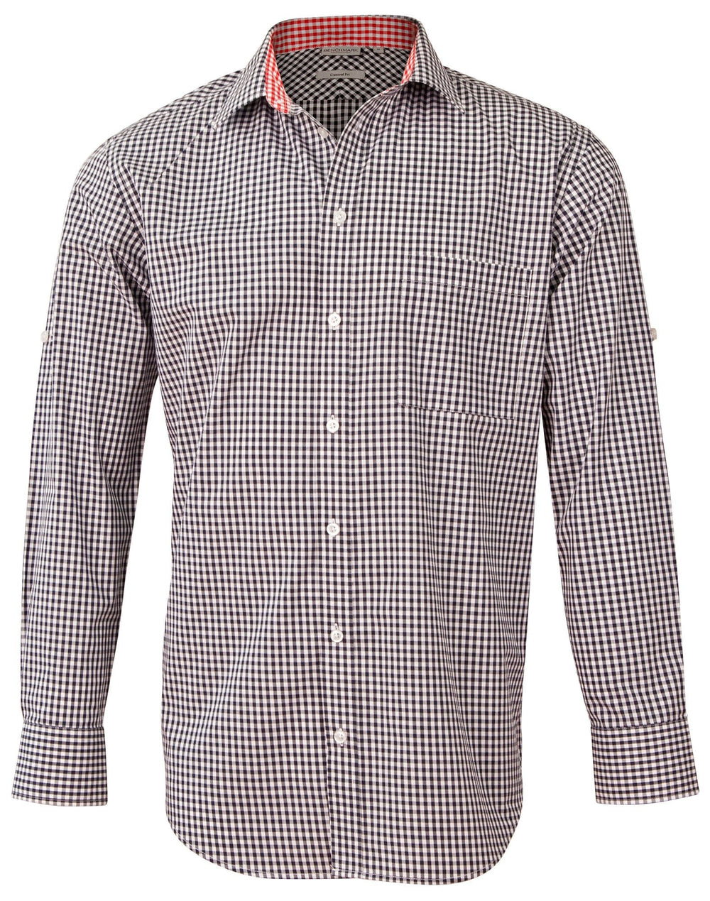 Benchmark M7330l Mens Gingham Check Roll-up L/s Shirt