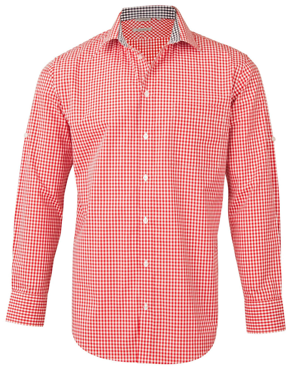 Benchmark M7330l Mens Gingham Check Roll-up L/s Shirt