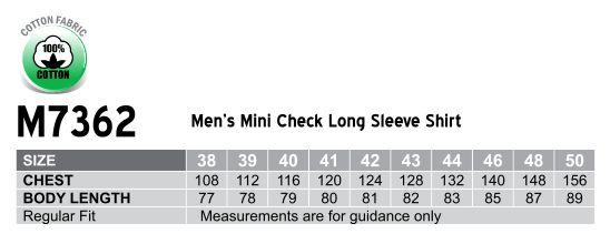 Benchmark M7362 Mens Mini Check Premium Cotton Long Sleeve Shirt