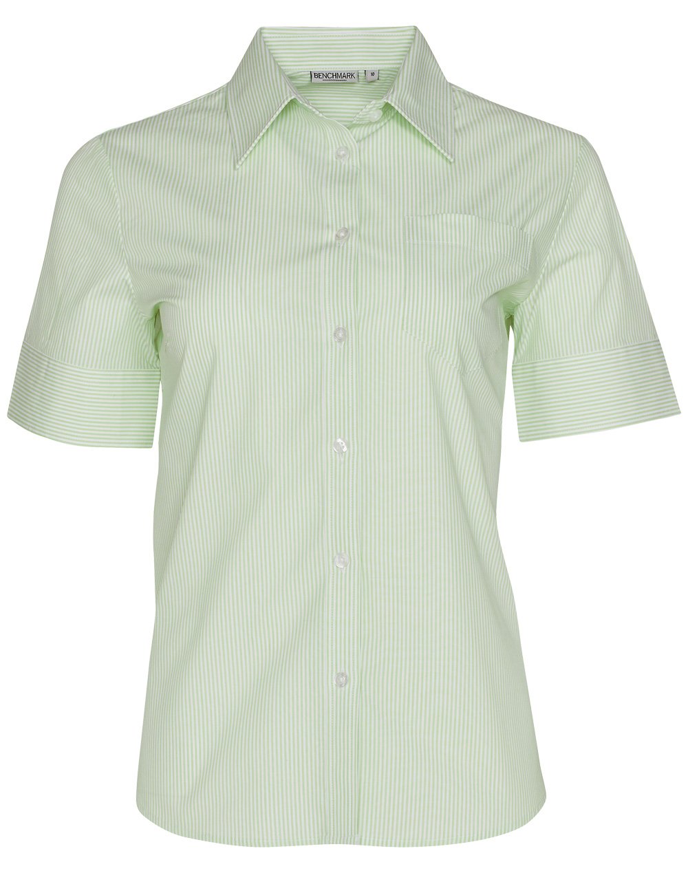 Benchmark M8234 Ladies Balance Stripe Short Sleeve Shirt