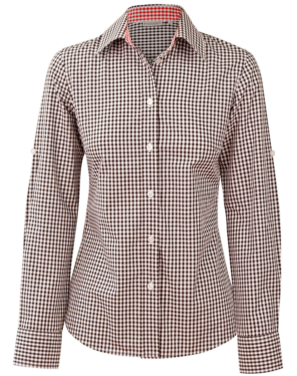 Benchmark M8330l Ladies Gingham Check Roll-up L/s Shirt