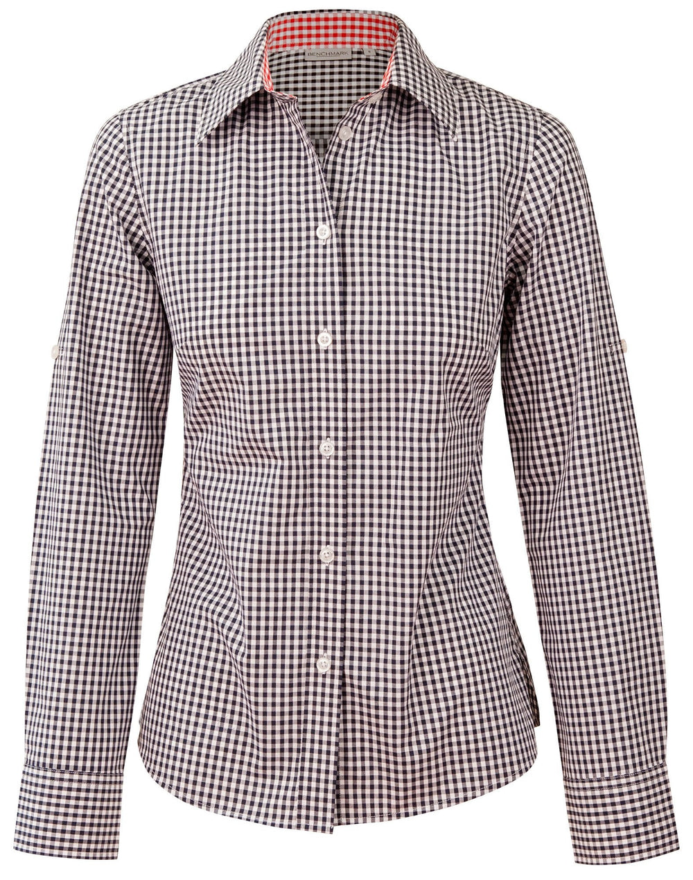 Benchmark M8330l Ladies Gingham Check Roll-up L/s Shirt