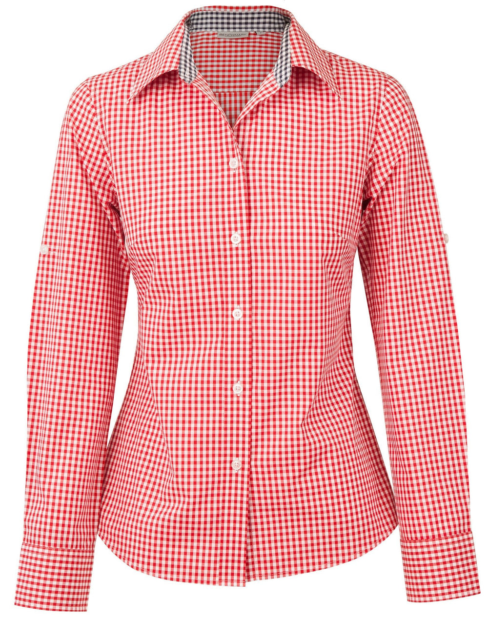 Benchmark M8330l Ladies Gingham Check Roll-up L/s Shirt
