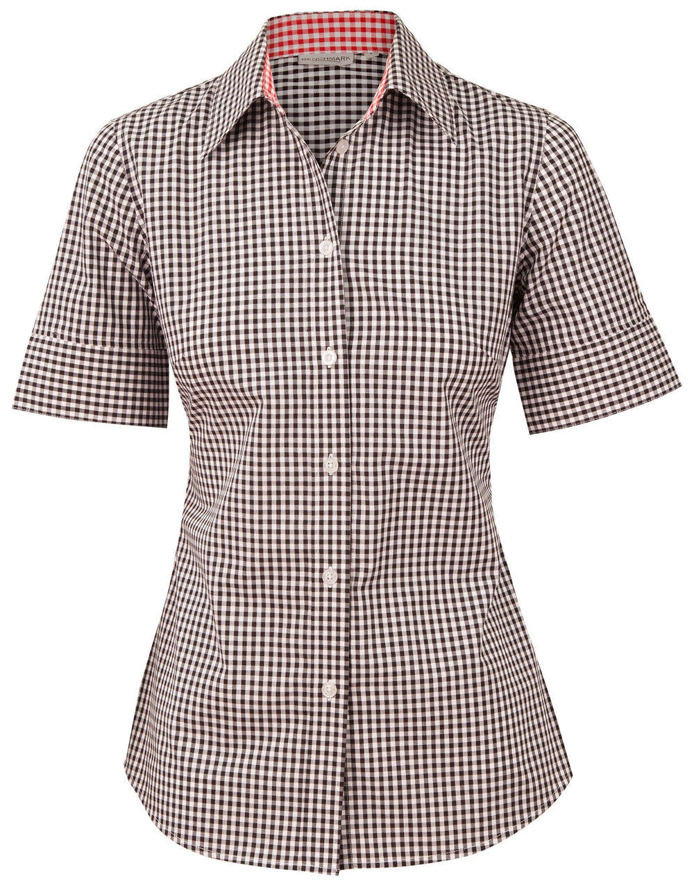 Benchmark M8330s Ladies Gingham Check S/s Shirt