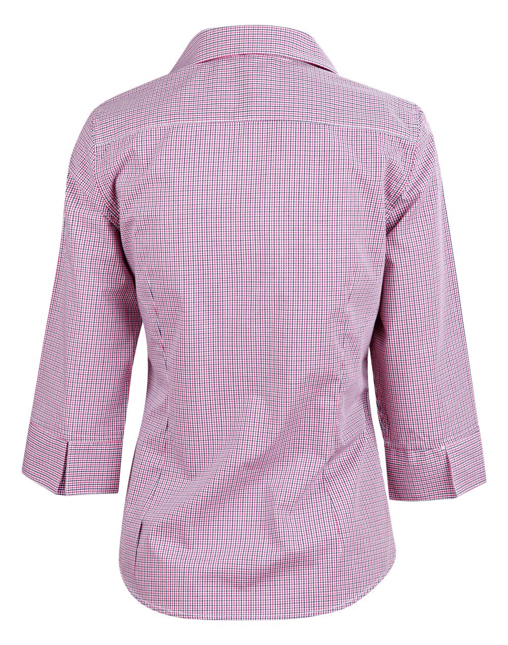 Benchmark M8340q Ladies Two Tone Mini Check 3/4 Sleeve Shirt
