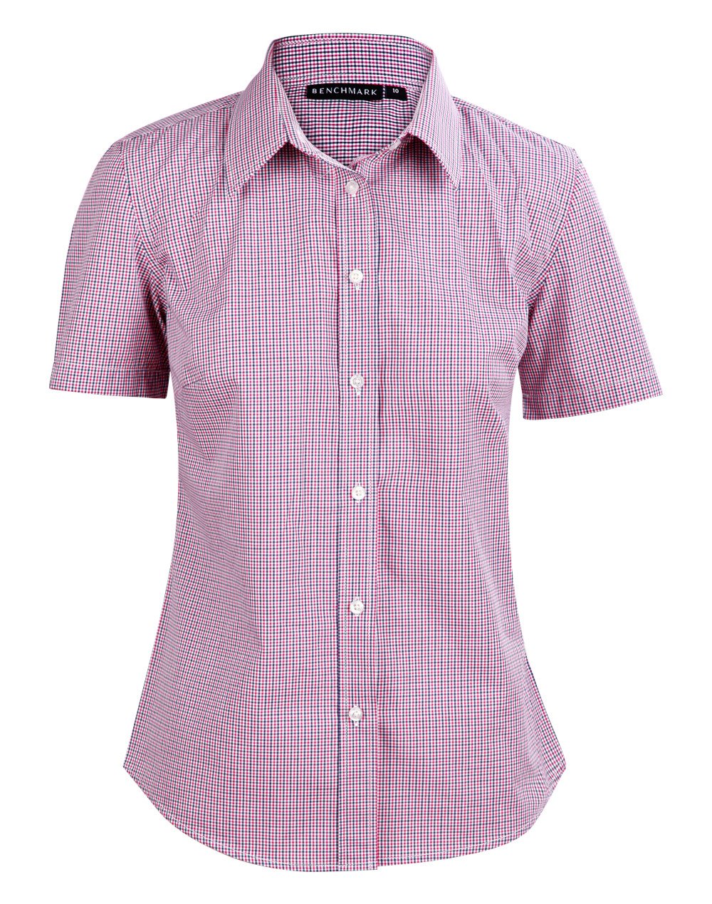 Benchmark M8340s Ladies Two Tone Mini Check S/s Shirt