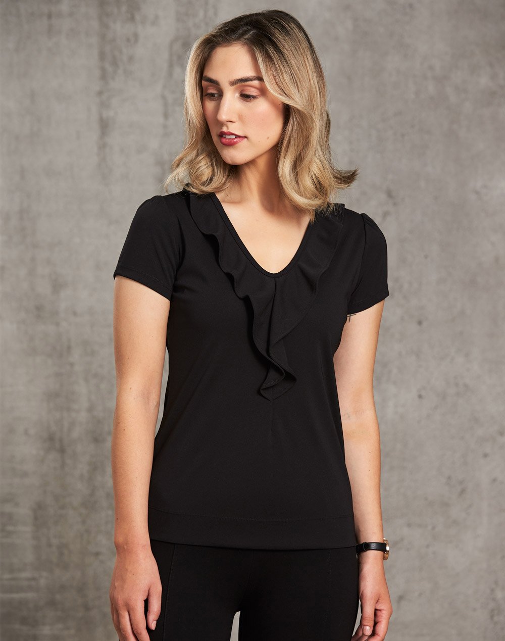 Benchmark M8820 Ladies Ruffle Front Blouse