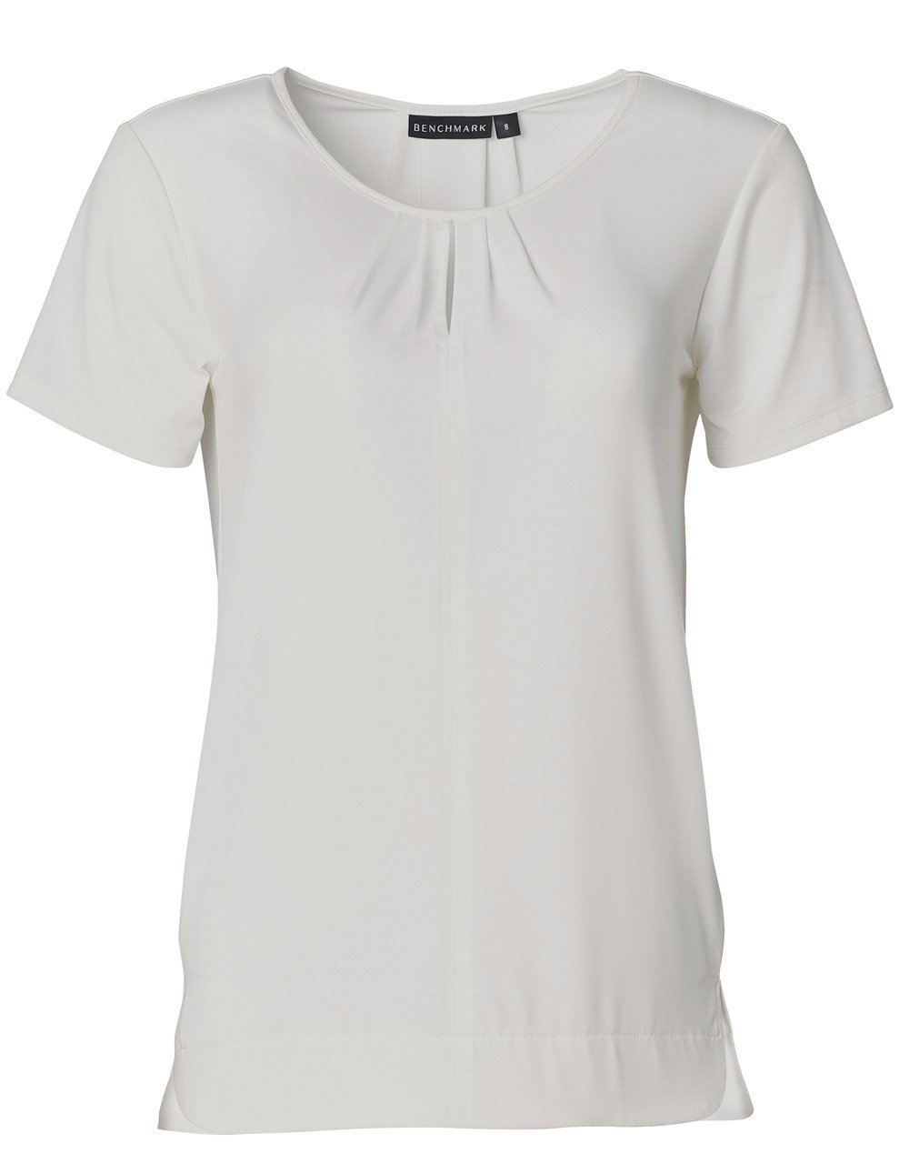 Benchmark M8850 Ladies Round Neck With Pleats S/s Knit Top