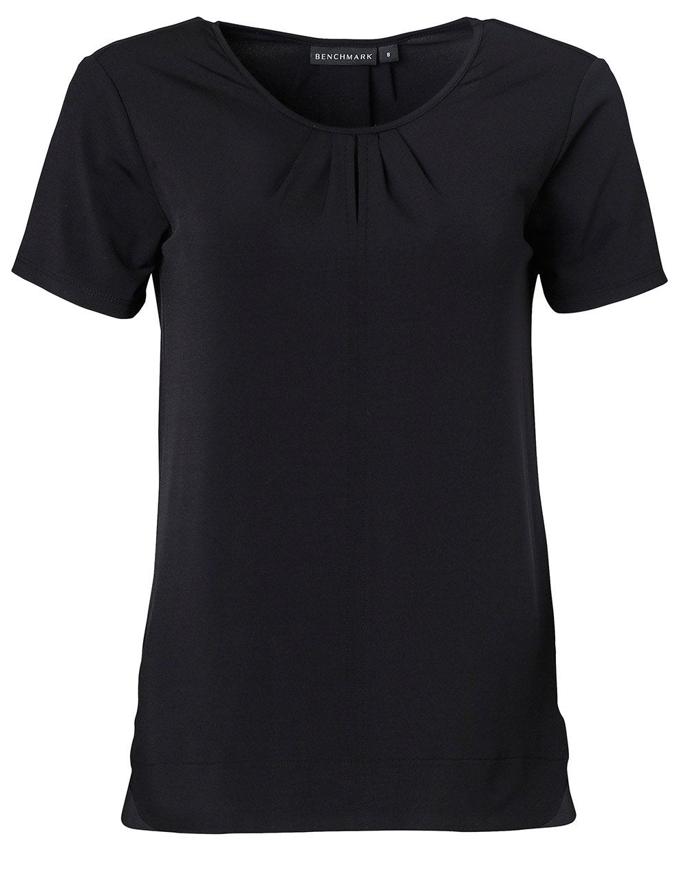 Benchmark M8850 Ladies Round Neck With Pleats S/s Knit Top