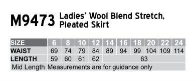 Benchmark M9473 Ladies Pleated Skirt In Wool Stretch