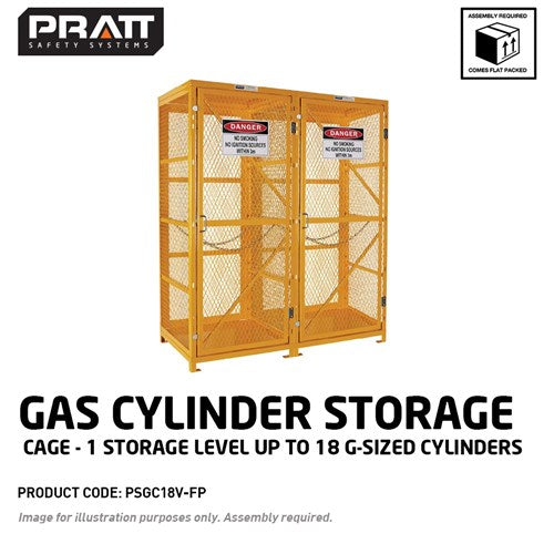 Pratt Gas Cylinder Storage Cage. 1 Storage Level Up To 18 G-sized Cylinders. Comes Flat Packed - Ass