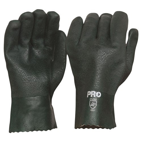 Pro Choice Safety Gear Pvc27dd 27cm Green Double Dipped Pvc Gloves Large