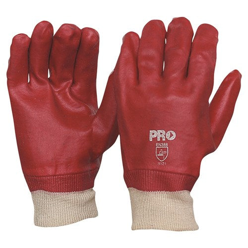 Pro Choice Safety Gear Pvc27kw 27cm Red Pvc / Knit Wrist Gloves Large