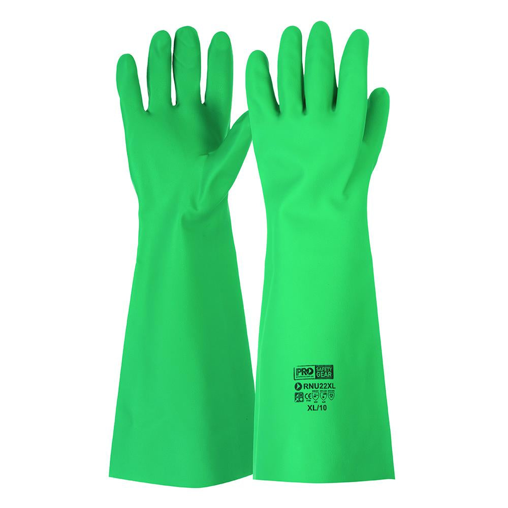 Pro Choice Rnu22 Safety Gear 45cm Green Nitrile Gauntlet Gloves