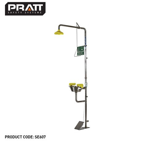 Pratt Combination Shower With Triple Nozzle Eye And Face Wash With Bowl And Foot Treadle