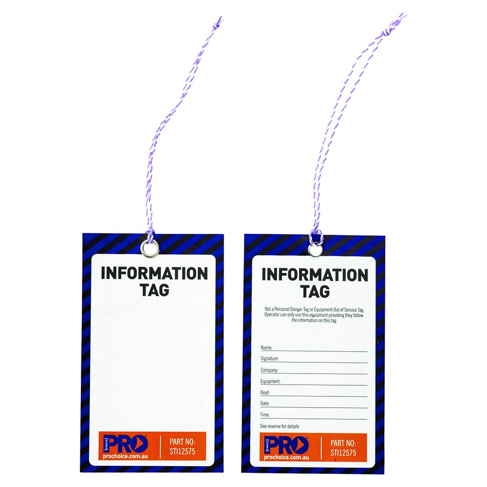 Pro Choice Safety Gear Sti12575 Safety Tag -125mm X 75mm Information Blank