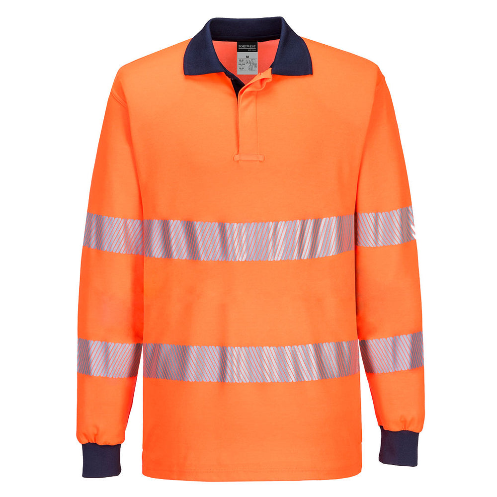 Portwest T186-PW3 Hivis Polo Shirt Biomotion Long Sleeve
