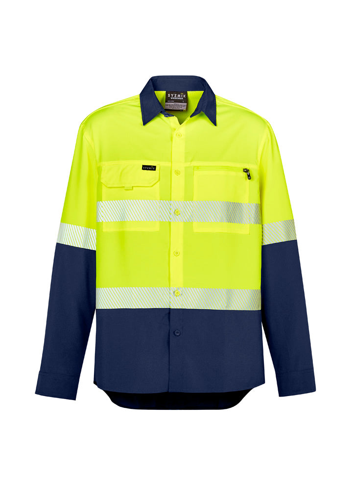 Syzmik Zw470 Mens Hi Vis Outdoor Segmented Tape L/s Shirt