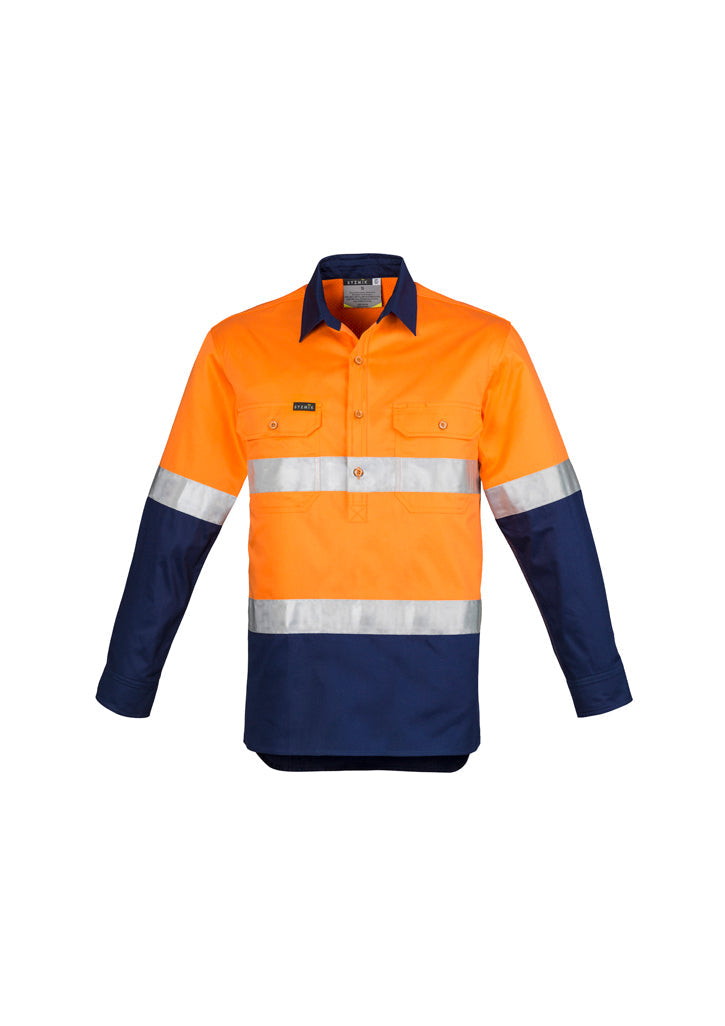 Syzmik Zw550 Mens Hi Vis Closed Front L/s Shirt - Hoop Taped