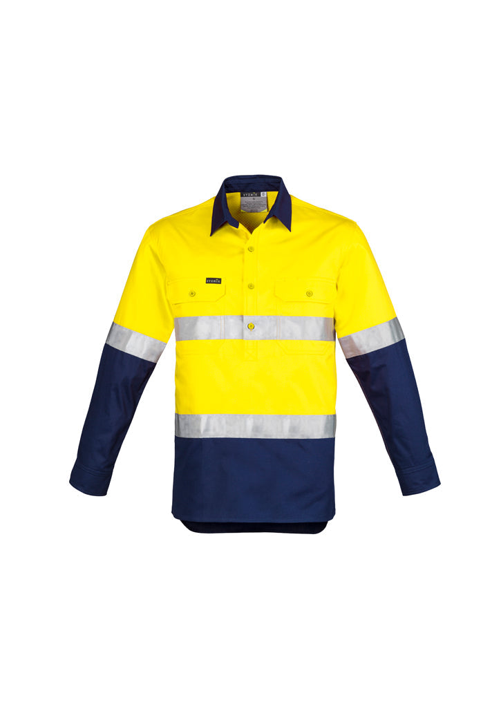 Syzmik Zw550 Mens Hi Vis Closed Front L/s Shirt - Hoop Taped